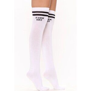 Fashion Nova ✦ “Please F*ck Off” Knee-High Socks ✦ White ✦ Black ✦ NWT